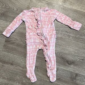 Posh Peanut Pink Patterned Ruffled Footie